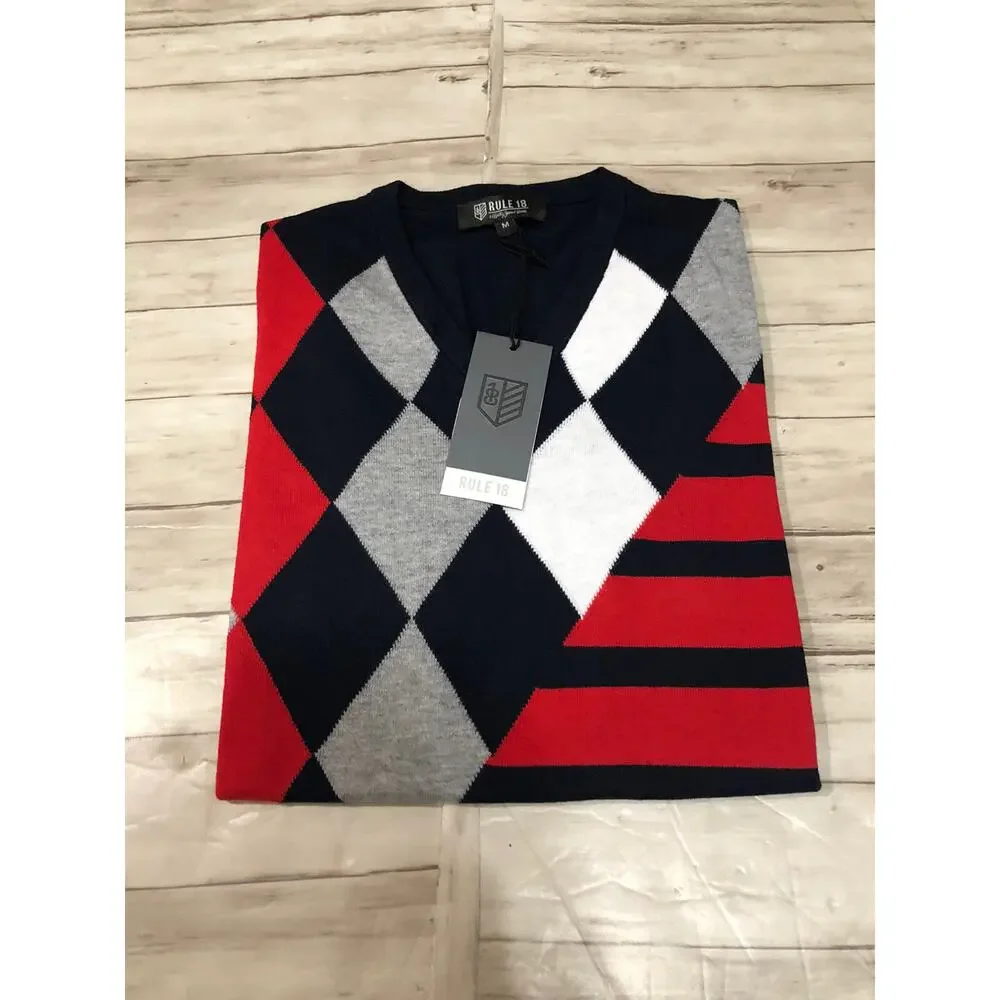 Bobby Jones Vest Mens Sweater Medium Argyle Striped Color Block Cashmere N71